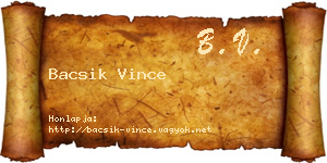Bacsik Vince névjegykártya