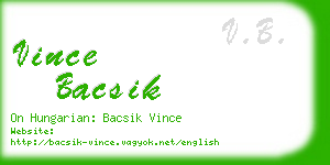 vince bacsik business card